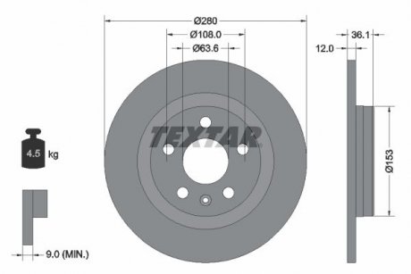 TARCZA HAMULCOWA TYL TEXTAR 92323803 (фото 1)