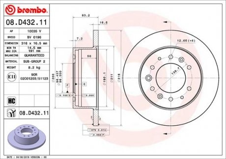 TARCZA HAMULCOWA TYL BREMBO 08D43211