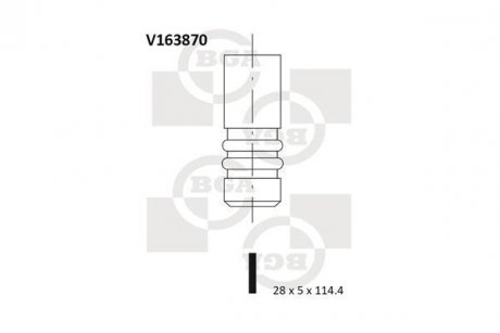 Клапан двигуна впуск. Insignia 10-/Alfa Romeo 159 08-10 1.9-2.4 JTD (114.4x28x5) BGA V163870 (фото 1)