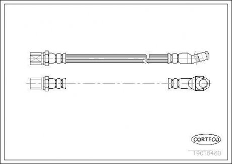 Шланг тормозной ВАЗ 2101 передний (L=270 мм) CORTECO 19018480