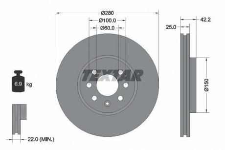 Гальмівний диск TEXTAR 92124603 (фото 1)