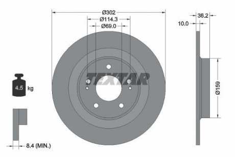 Гальмівний диск TEXTAR 92267403 (фото 1)