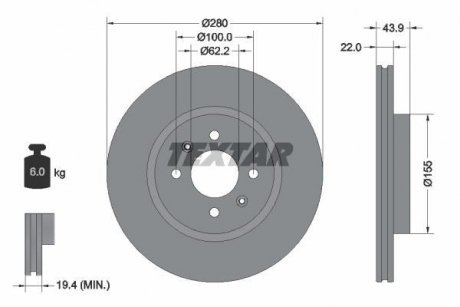 Гальмівний диск TEXTAR 92239303 (фото 1)
