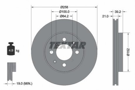 Гальмівний диск TEXTAR 92165903 (фото 1)