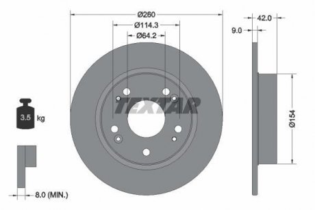 Гальмівний диск TEXTAR 92164303 (фото 1)