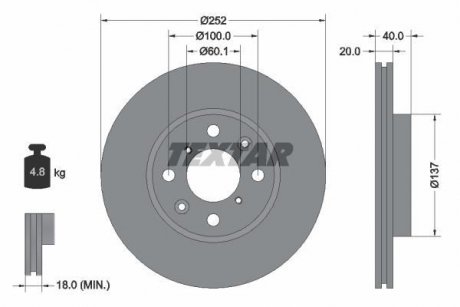 Гальмівний диск TEXTAR 92148903 (фото 1)