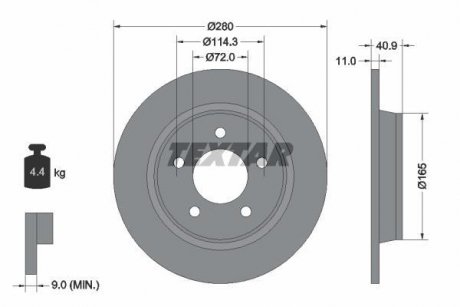 Гальмівний диск TEXTAR 92130600 (фото 1)