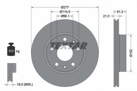 Гальмівний диск TEXTAR 92115703 (фото 1)