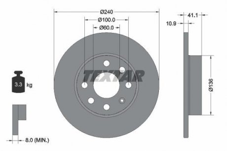 Гальмівний диск TEXTAR 92111303 (фото 1)