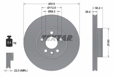 Гальмівний диск TEXTAR 92109905 (фото 1)