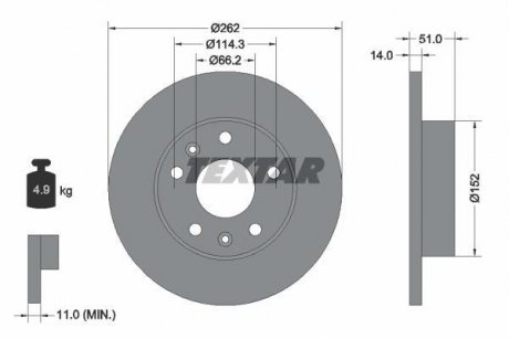 Гальмівний диск TEXTAR 92102900