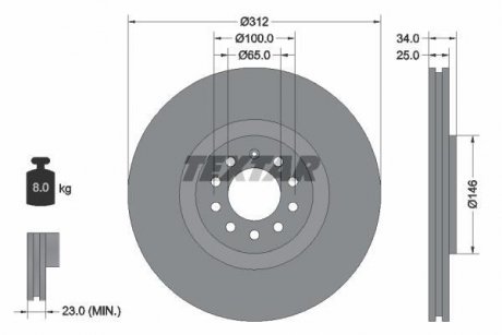 Гальмівний диск TEXTAR 92098505
