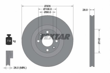 Гальмівний диск TEXTAR 92097103 (фото 1)