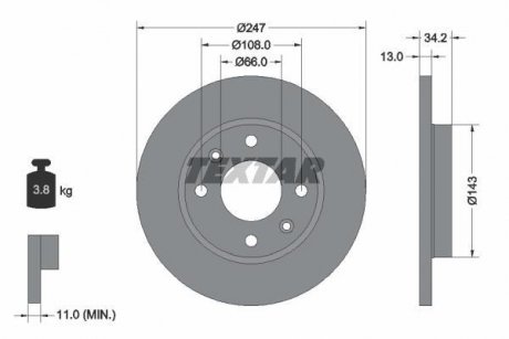 Гальмівний диск TEXTAR 92092803 (фото 1)