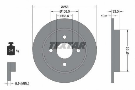 Гальмівний диск TEXTAR 92088403 (фото 1)