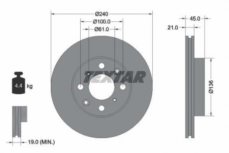 Гальмівний диск TEXTAR 92077800 (фото 1)