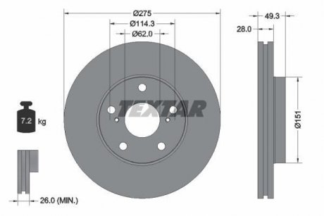 Гальмівний диск TEXTAR 92077703 (фото 1)