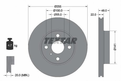 Гальмівний диск TEXTAR 92077203