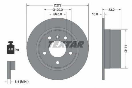 Гальмівний диск TEXTAR 92076703 (фото 1)