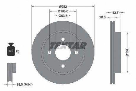 Гальмівний диск TEXTAR 92063603