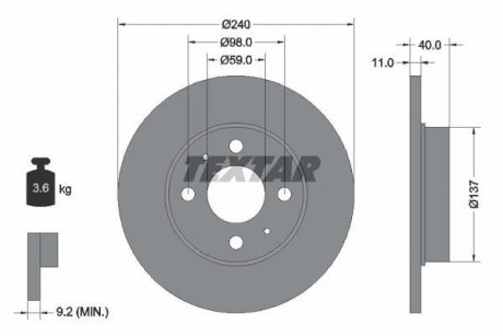 Гальмівний диск TEXTAR 92061103