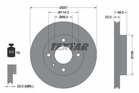 Гальмівний диск TEXTAR 92056300 (фото 1)