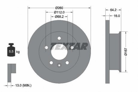 Гальмівний диск TEXTAR 92055900 (фото 1)