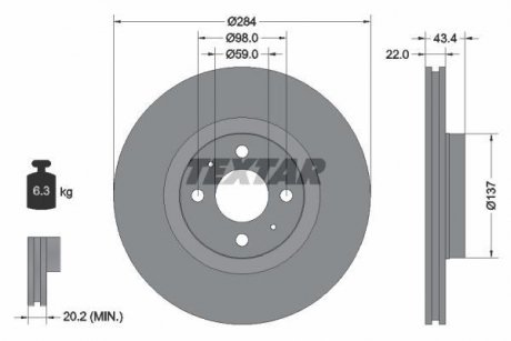 Гальмівний диск TEXTAR 92053503