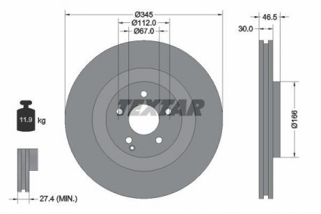 Гальмівний диск TEXTAR 92123603 (фото 1)