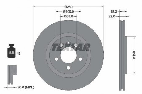 Гальмівний диск TEXTAR 92057100 (фото 1)