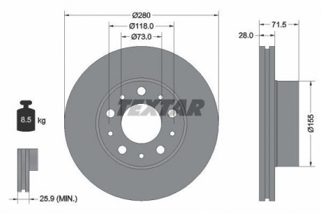 Гальмівний диск TEXTAR 92286103 (фото 1)