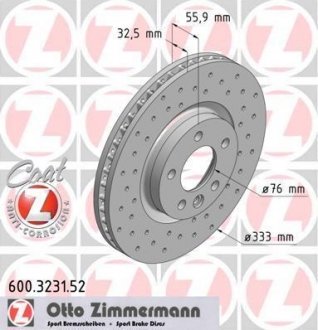 Гальмівний диск ZIMMERMANN 600323152 (фото 1)