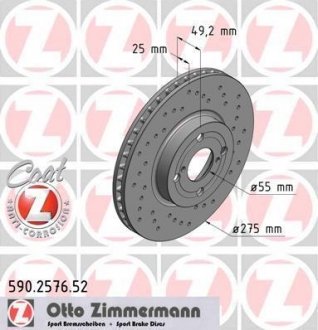 Гальмівний диск ZIMMERMANN 590257652 (фото 1)