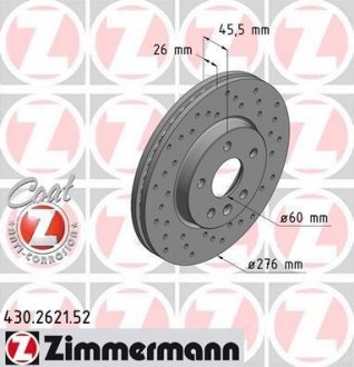 Гальмівний диск ZIMMERMANN 430262152 (фото 1)