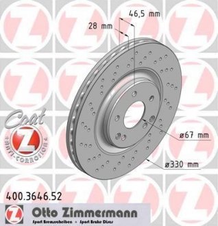Гальмівний диск ZIMMERMANN 400364652