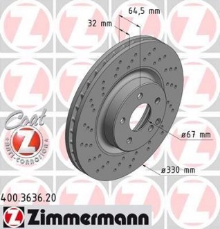 Гальмівний диск ZIMMERMANN 400363620 (фото 1)