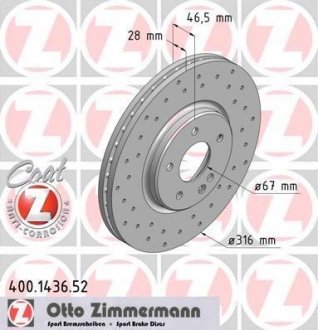 Гальмівний диск ZIMMERMANN 400143652