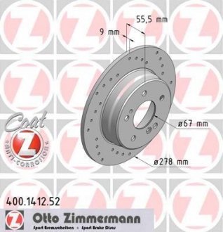 Гальмівний диск ZIMMERMANN 400141252