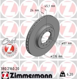 Гальмівний диск ZIMMERMANN 380216020 (фото 1)