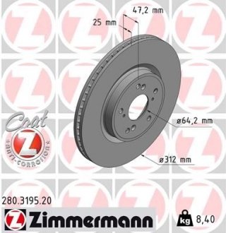 Гальмівний диск ZIMMERMANN 280319520 (фото 1)
