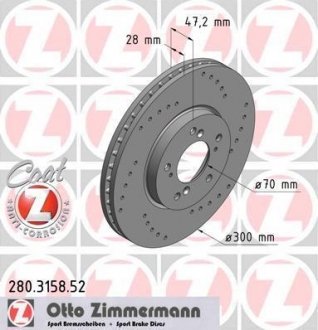 Гальмівний диск ZIMMERMANN 280315852