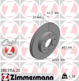 Гальмівний диск ZIMMERMANN 280315420 (фото 1)