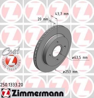 Гальмівний диск ZIMMERMANN 250133320