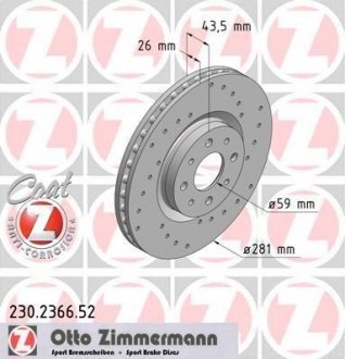 Гальмівний диск ZIMMERMANN 230236652