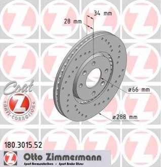 Гальмівний диск ZIMMERMANN 180301552