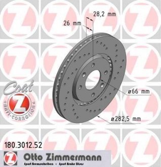 Гальмівний диск ZIMMERMANN 180301252