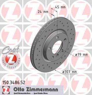 Гальмівний диск ZIMMERMANN 150348652