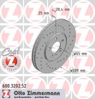 Гальмівний диск ZIMMERMANN 600320252 (фото 1)