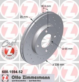 Гальмівний диск ZIMMERMANN 600159452