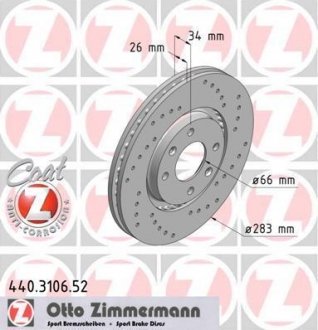 Гальмівний диск ZIMMERMANN 440310652